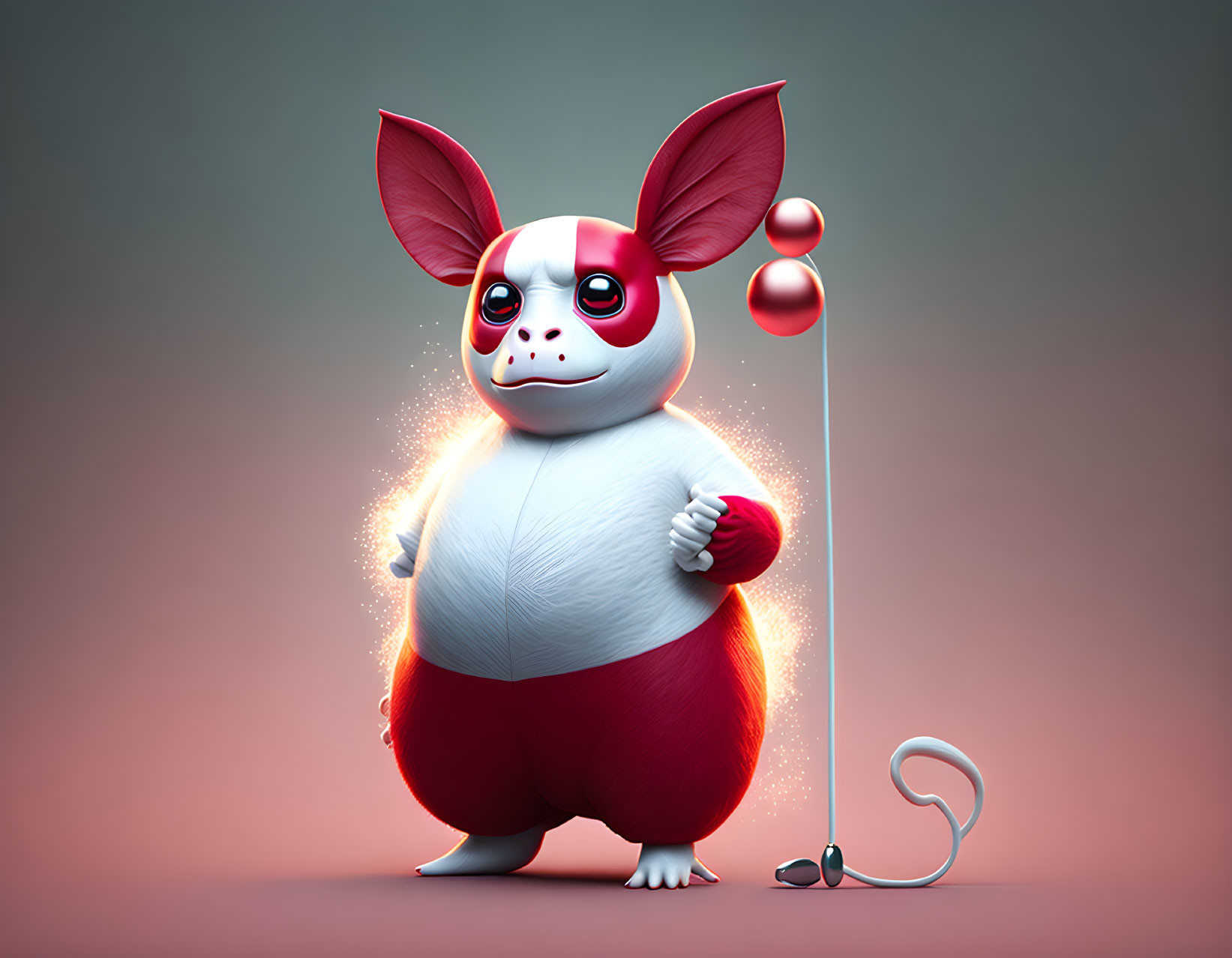 Stylized 3D illustration of humanoid creature with yo-yo and glowing effects