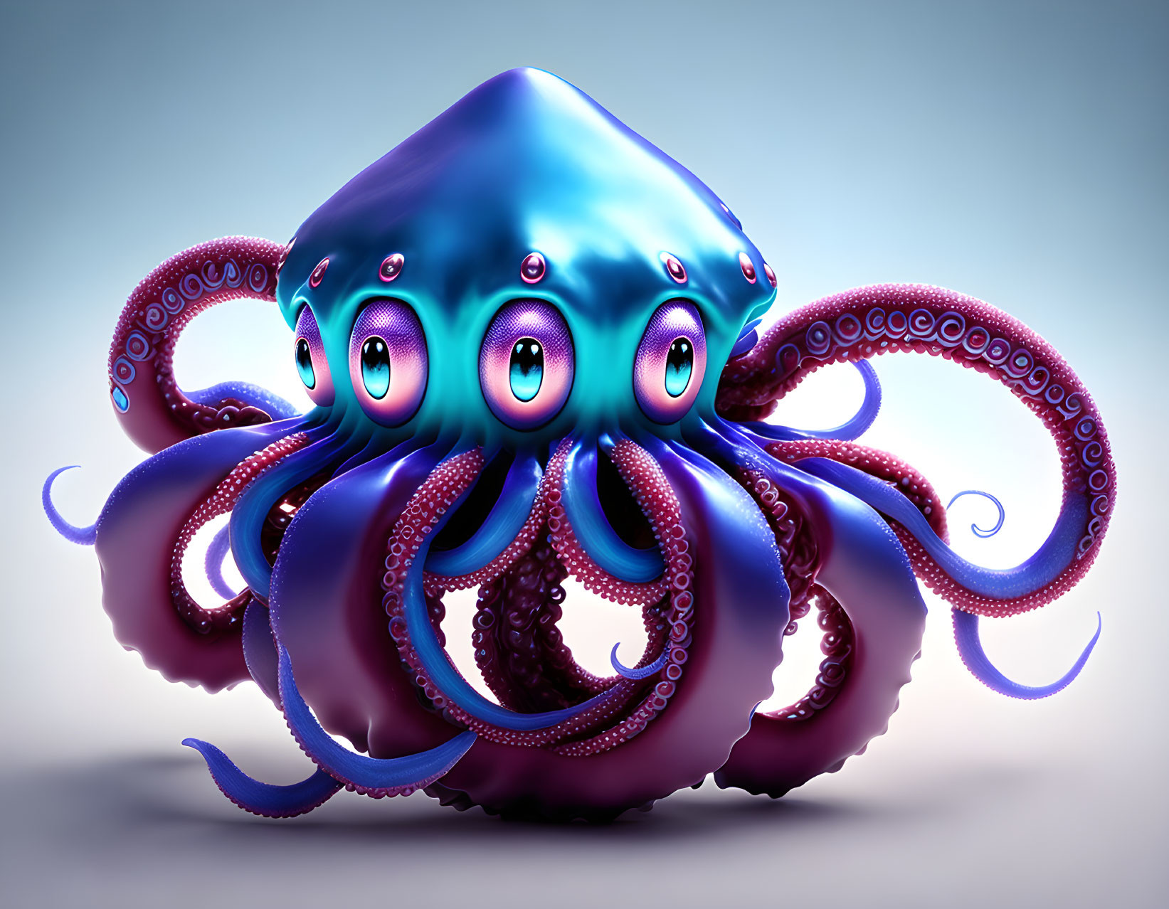 Colorful Stylized Octopus Illustration with Detailed Tentacles