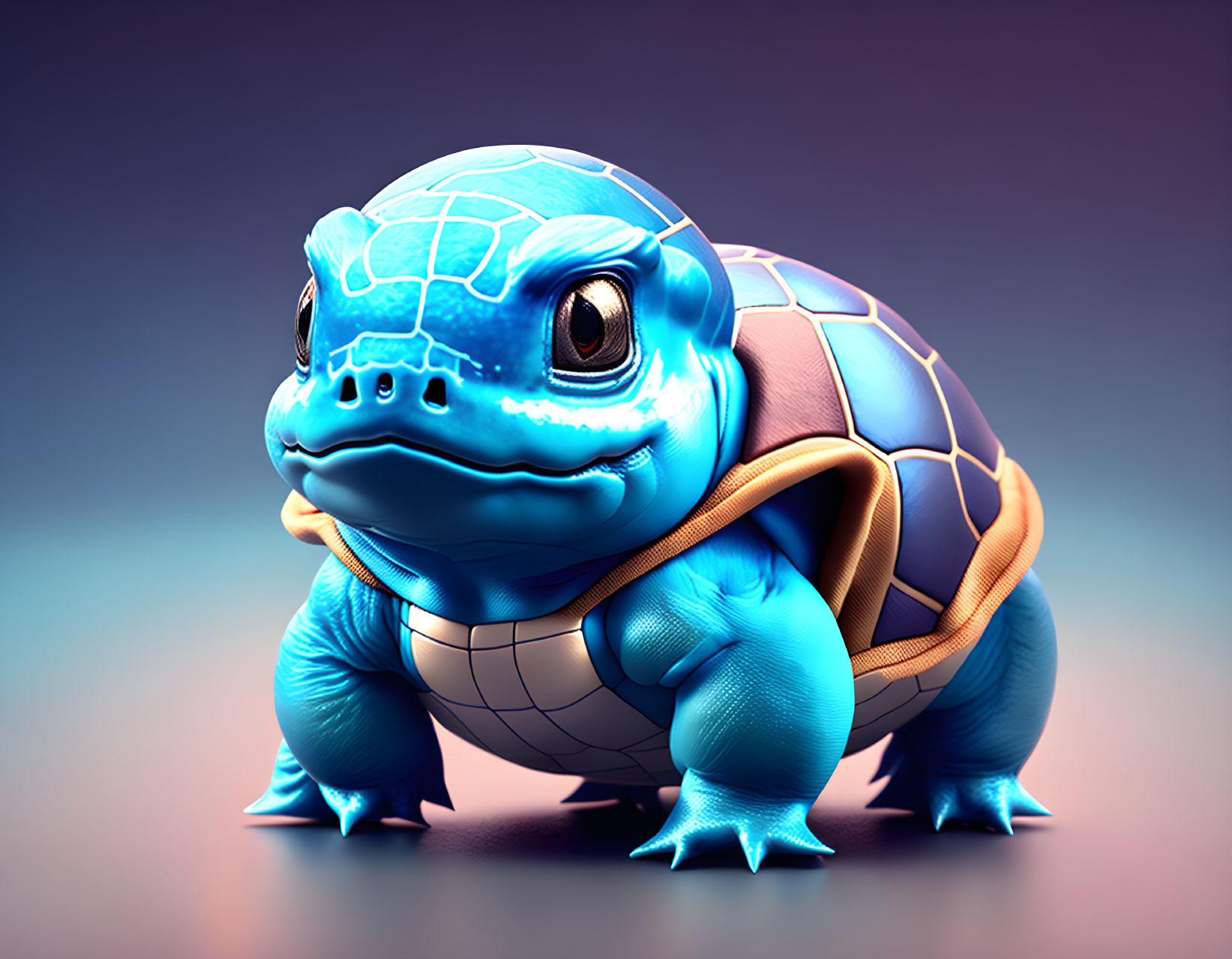 Detailed Digital Illustration of Anthropomorphic Blue Turtle