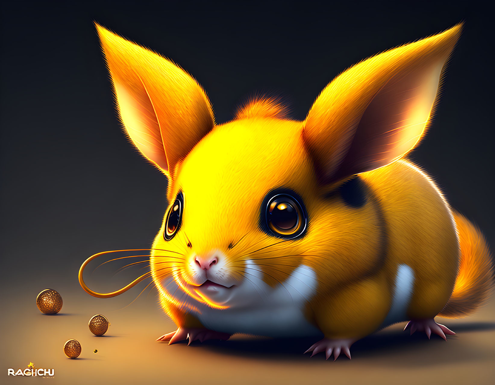 Vibrant Pikachu-inspired creature with large eyes and cheek markings