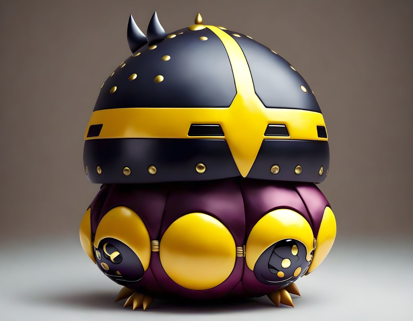 Spherical Knight Helmet Design in Purple and Yellow Circles