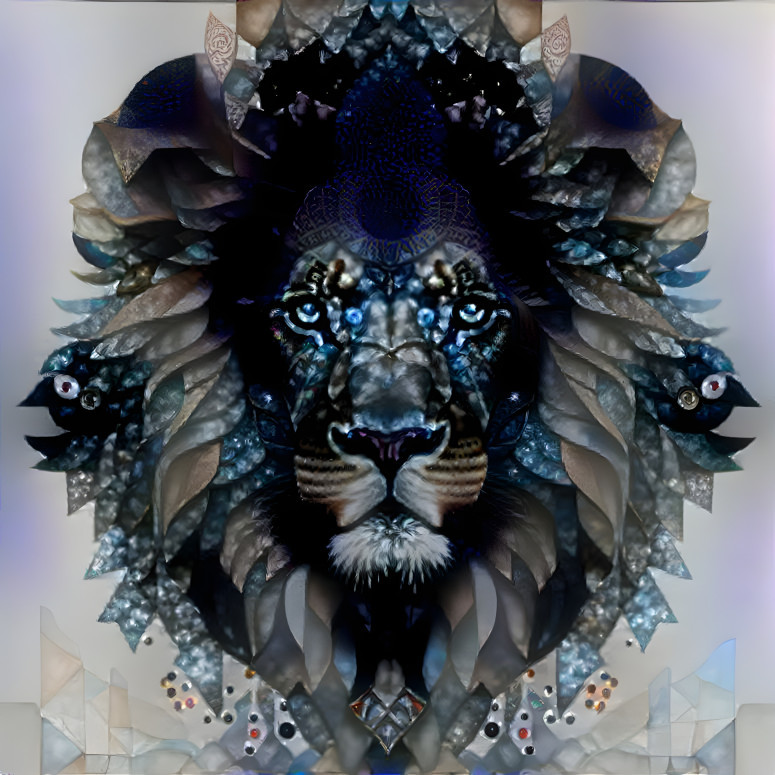 Lion-Saphire as Watercolor Patchwork