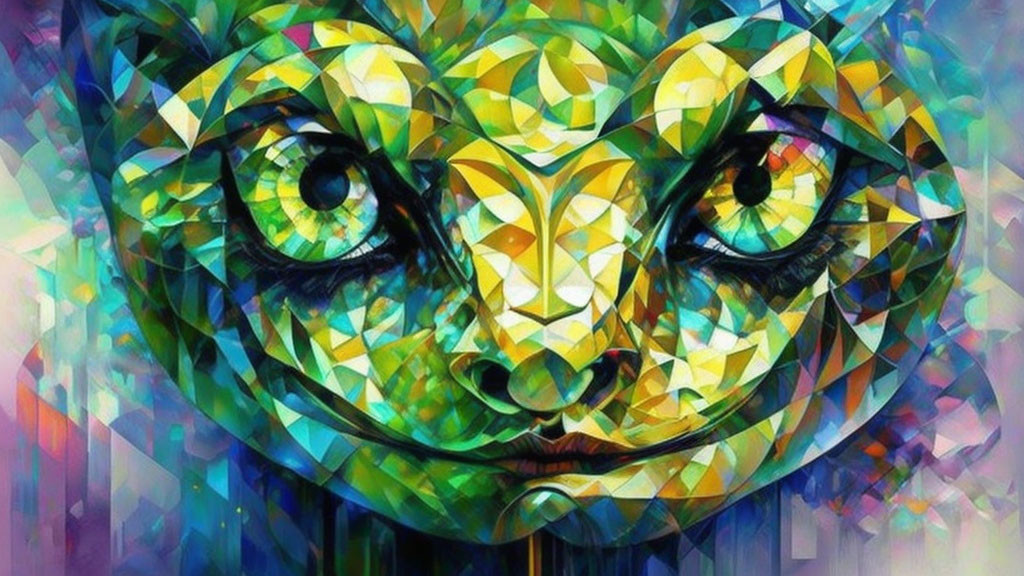 Vivid Owl Art with Kaleidoscopic Pattern and Colorful Eyes