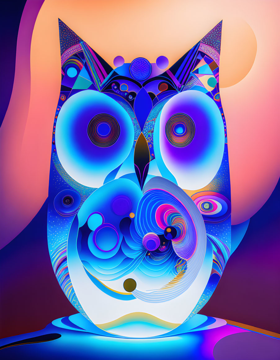 Colorful Stylized Owl Art with Psychedelic Patterns