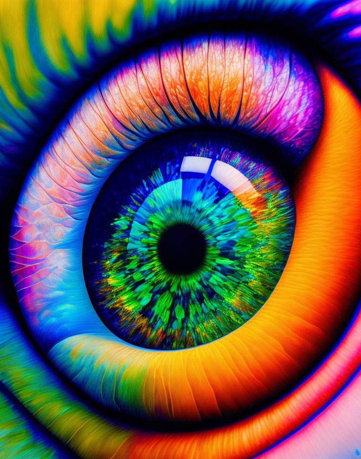 Detailed Multicolored Human Eye with Dilated Pupil