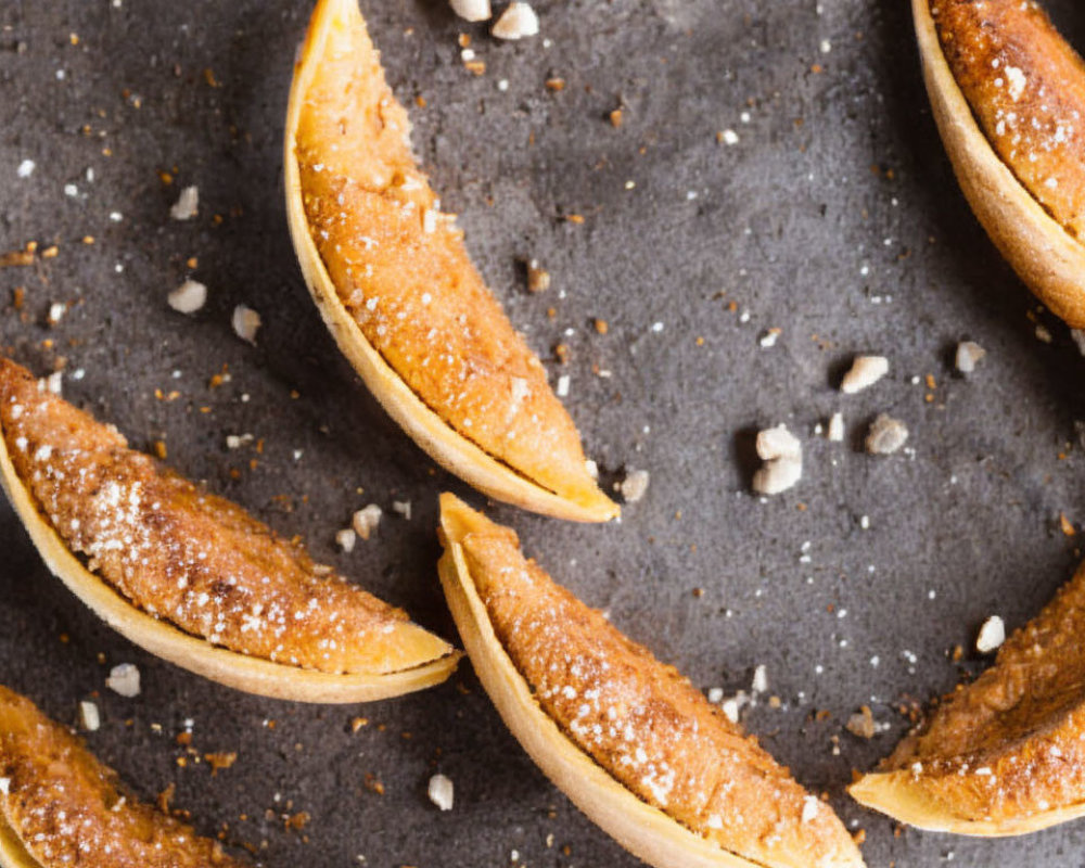 Caramelized Orange Slices with Sugar on Dark Surface