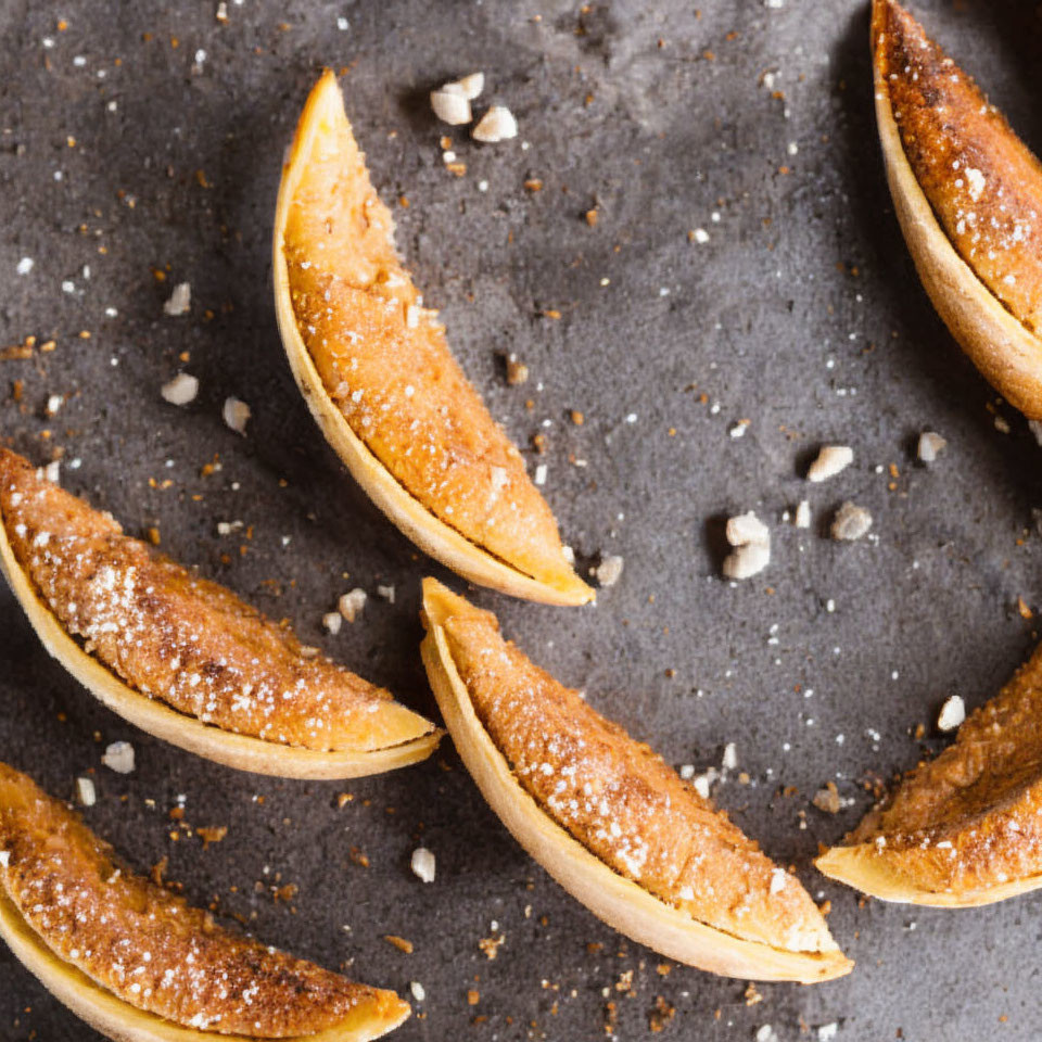 Caramelized Orange Slices with Sugar on Dark Surface