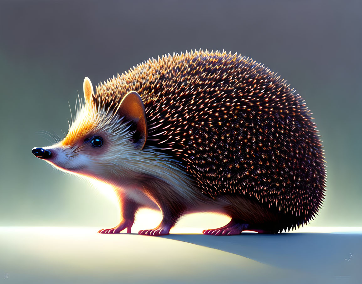 Detailed Hedgehog Illustration with Sharp Spines and Bright Eyes