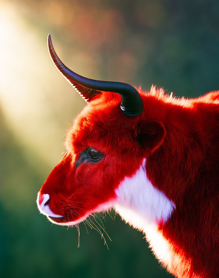 Brown and White Bongo Antelope Close-Up with Sunlight and Curved Horns