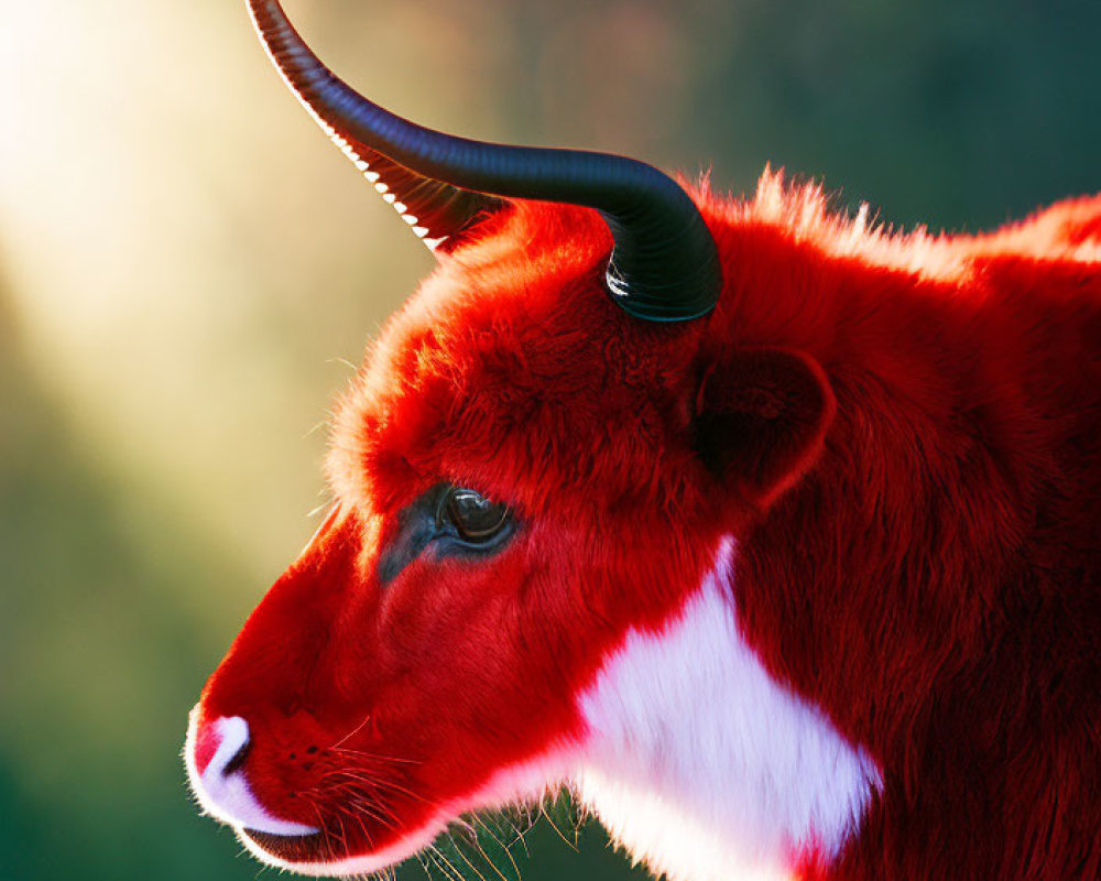 Brown and White Bongo Antelope Close-Up with Sunlight and Curved Horns