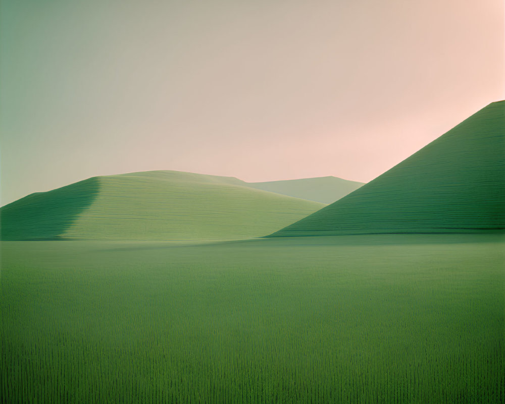 Serene Grass-Covered Hills Under Pastel Sky