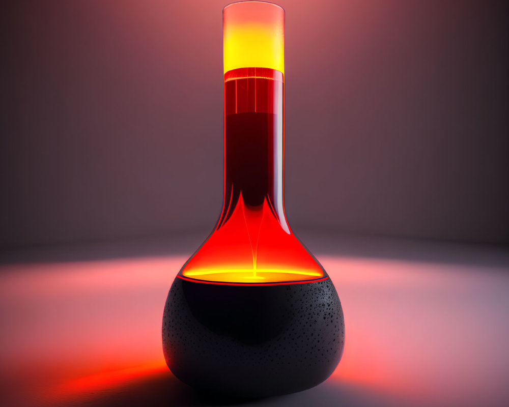 Red Glowing Lava Lamp on Gradient Background