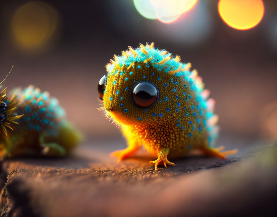 Colorful Spotted Gecko with Glossy Eyes on Bokeh Background