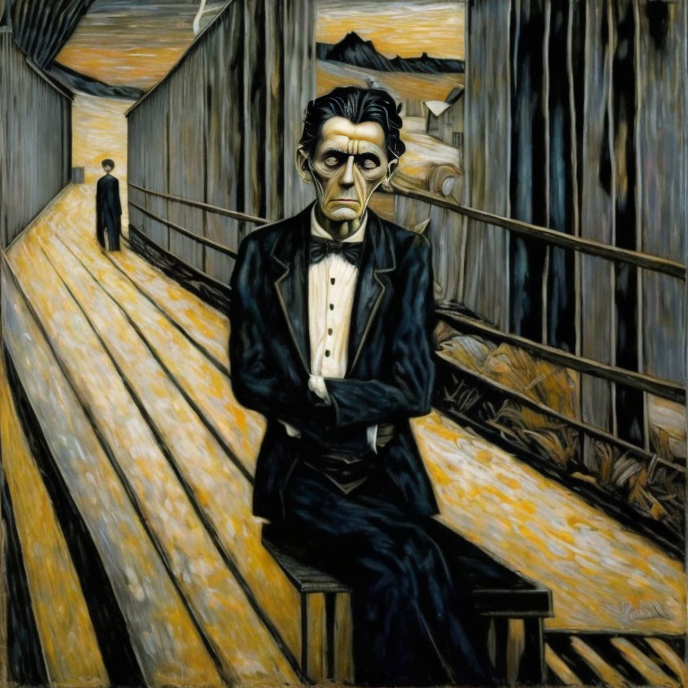 Portrayal of Abraham Lincoln in Van Gogh-inspired setting