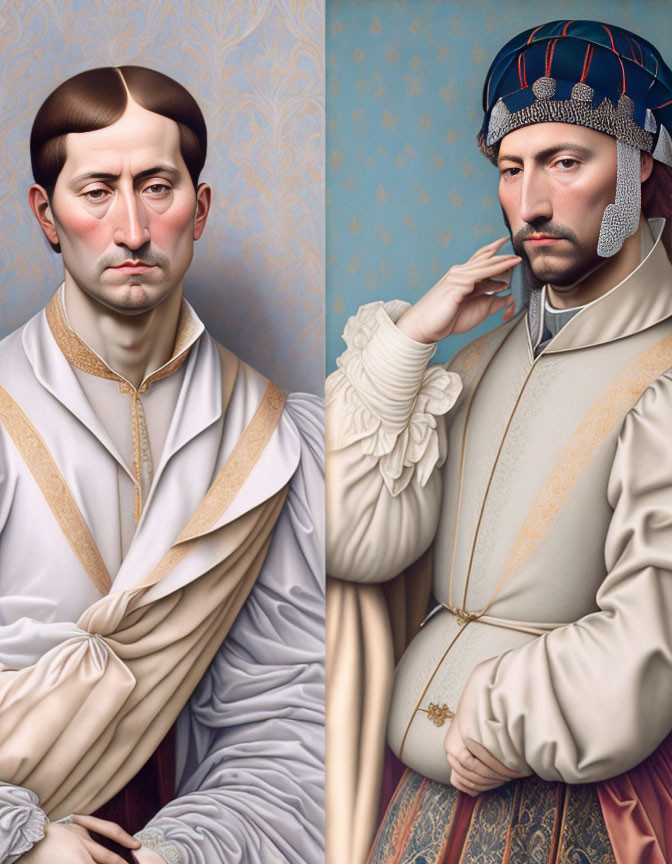 Renaissance men in split-image comparison
