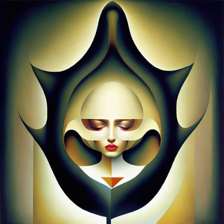 Stylized Abstract Art of Exaggerated Female Face