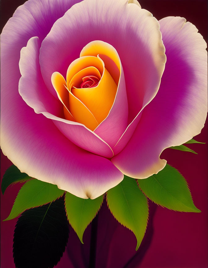 Colorful close-up: Yellow to pink rose gradient on dark backdrop