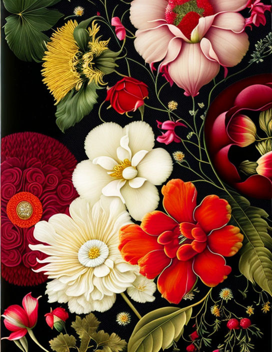 Colorful flower illustration on dark background