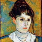 Portrait of a young woman with dark hair and ruffled collar