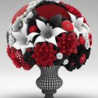 Vividly colored flower sphere on classic pedestal