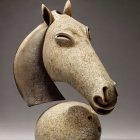 Golden horse sculpture with intricate patterns and detailed mane