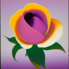 Digitally altered image of vibrant closed rose on pink background