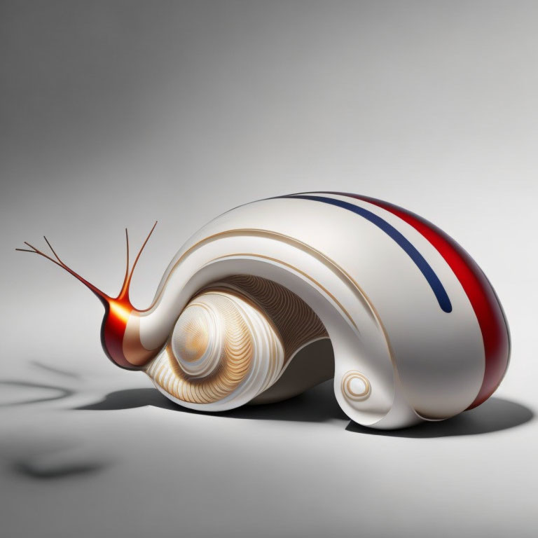 Futuristic snail art with sleek, glossy shell design