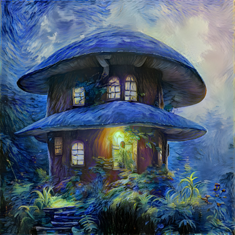 Starry night mushroom house