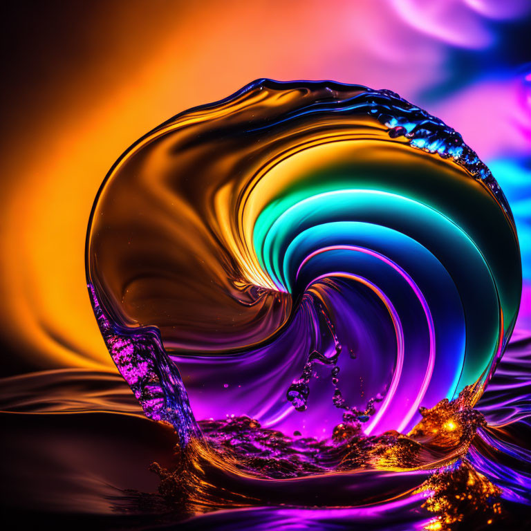 Colorful Liquid Wave Capturing Motion and Reflection