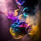 Colorful Abstract Digital Art: Fluid Shapes in Pink, Blue, Purple, and Gold