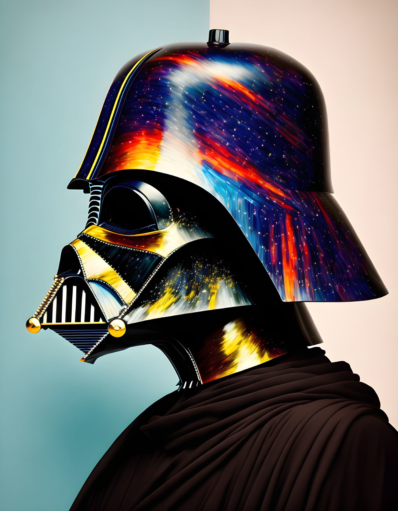 Galaxy-themed Darth Vader helmet with cosmic design