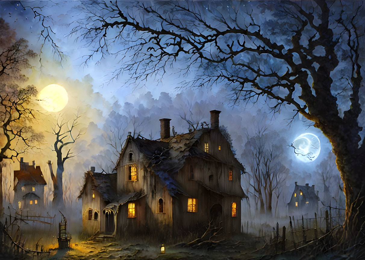 Full Moon Illuminates Eerie Nocturnal Landscape