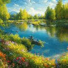 Tranquil River Landscape with Lush Greenery