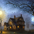 Full Moon Illuminates Eerie Nocturnal Landscape