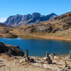 Colorful Flora and Serene Lake in Mountain Landscape