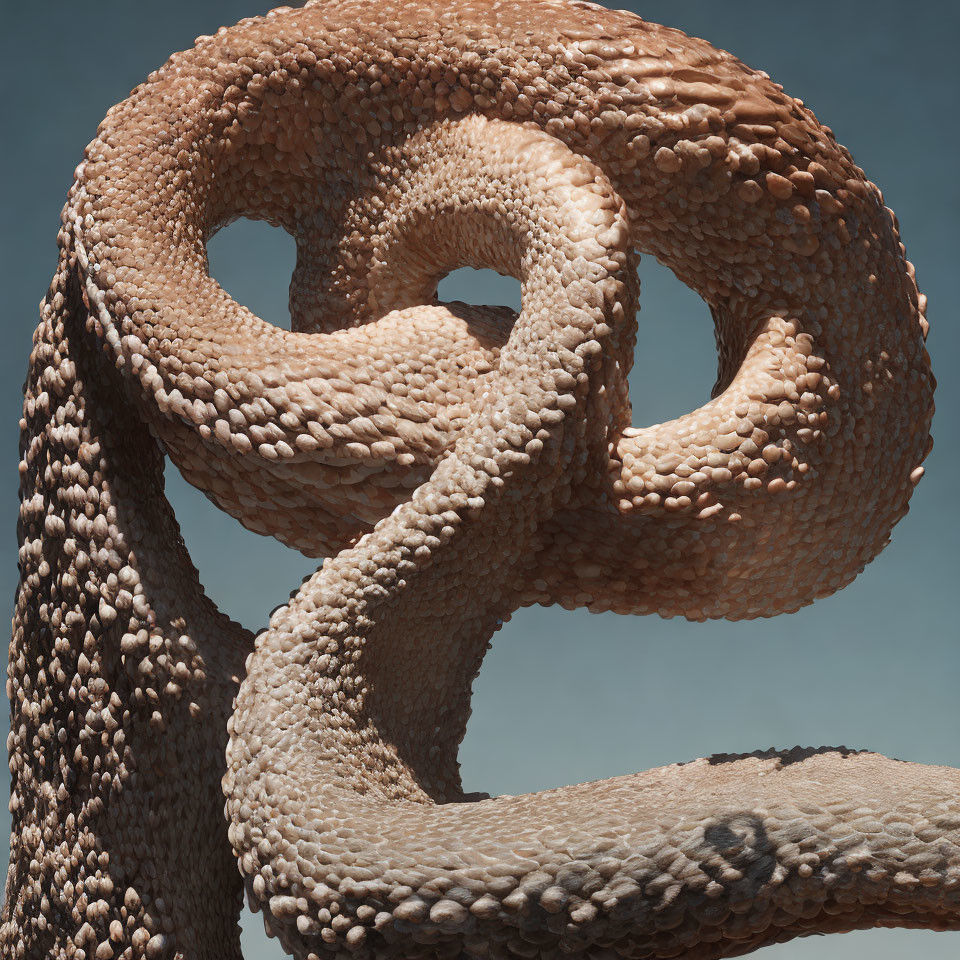 Abstract 3D-rendered image of intertwined textured structure