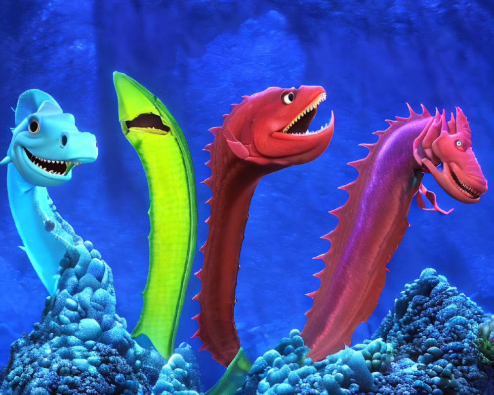 Colorful Prehistoric Fish Smiling Underwater