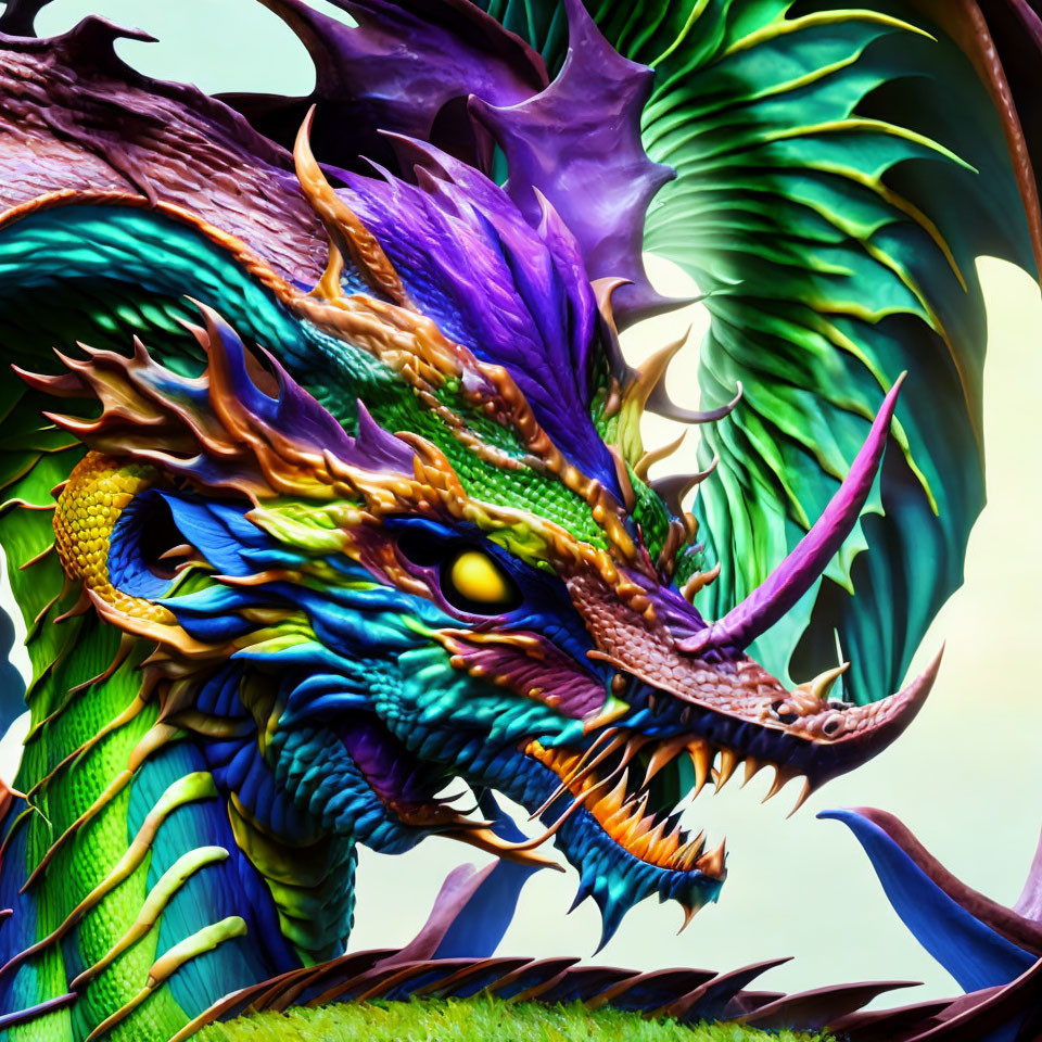 Colorful Dragon Artwork with Majestic Presence