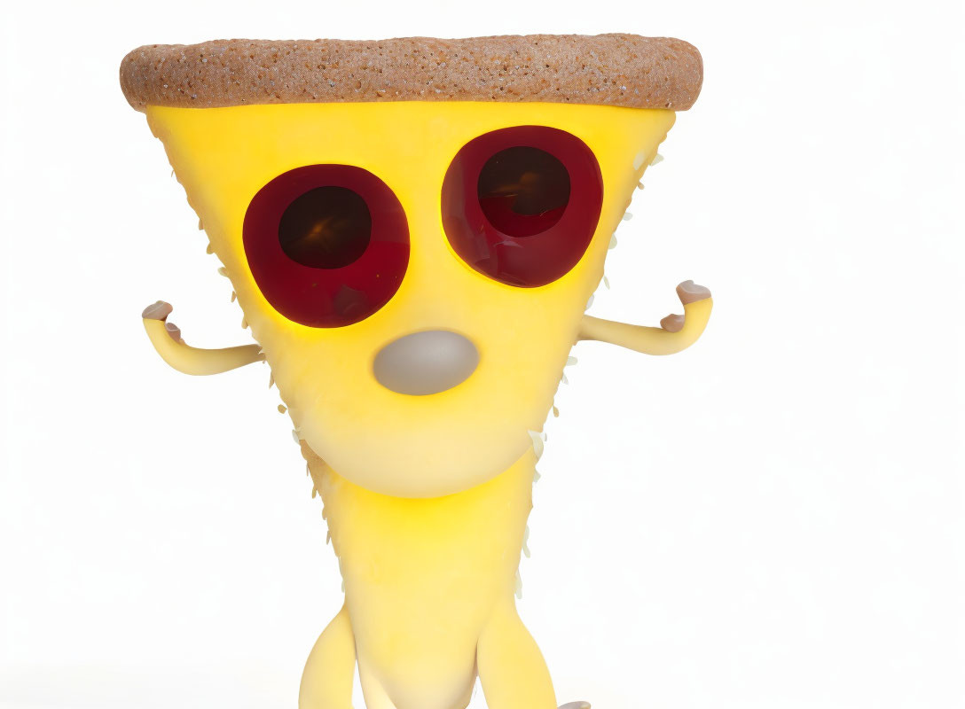 Whimsical Animation: Slice of Pizza with Eyes, Arms, and Legs