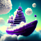 Vintage wooden ship sailing under two oversized moons in fantastical seafaring scene