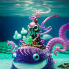 Detailed purple octopus illustration in serene underwater scene