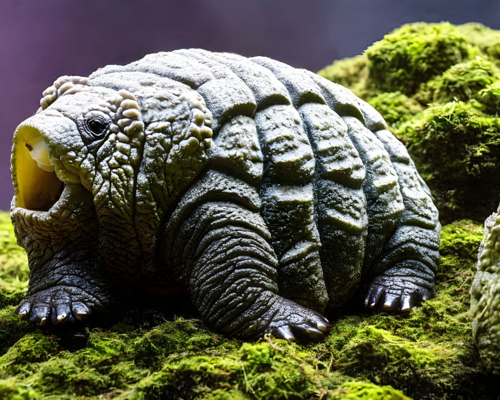 Detailed Prehistoric Creature Model on Mossy Ground