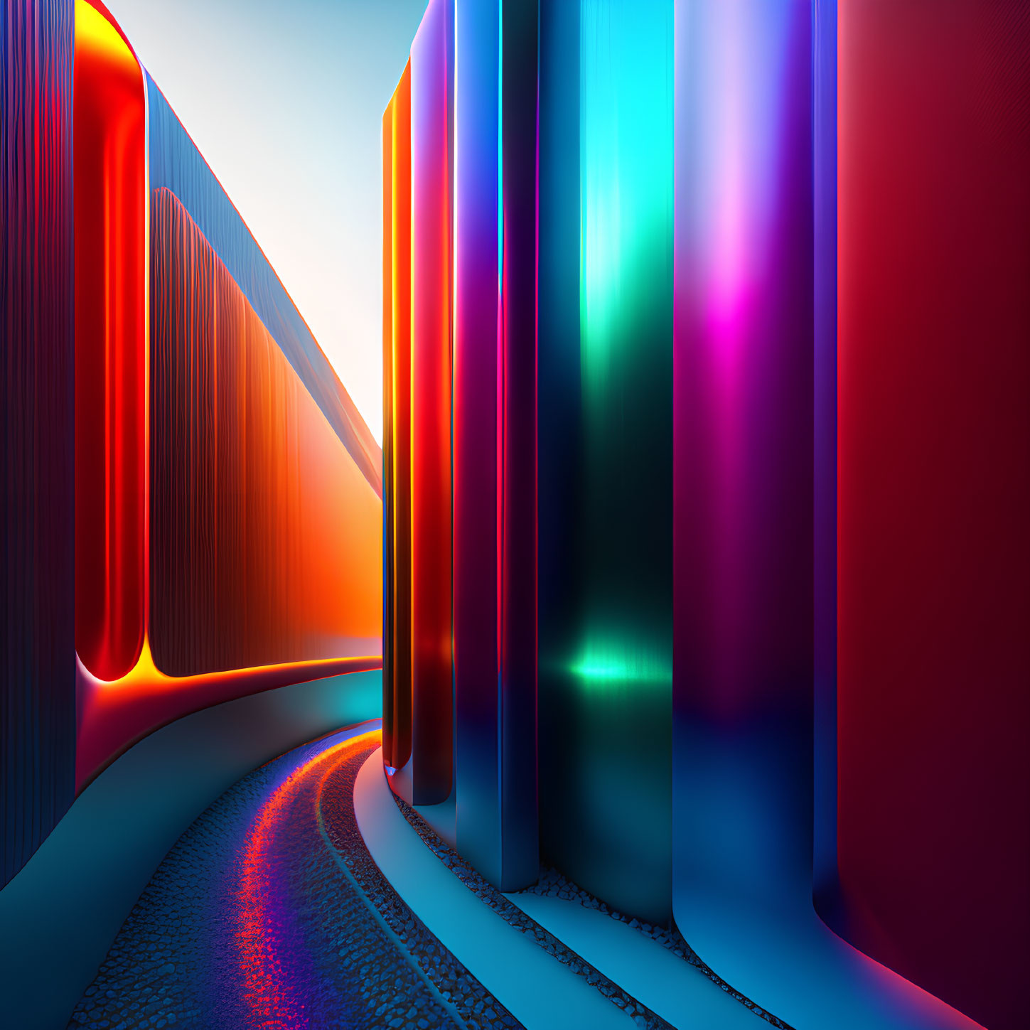 Colorful Abstract Corridor with Illuminated Walls