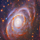 Vibrant Orange and Blue Nebula with Rings Around Star