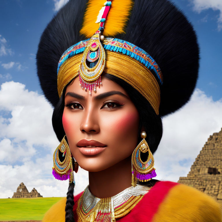 Digital Art Portrait of Woman in Ancient Egyptian Attire