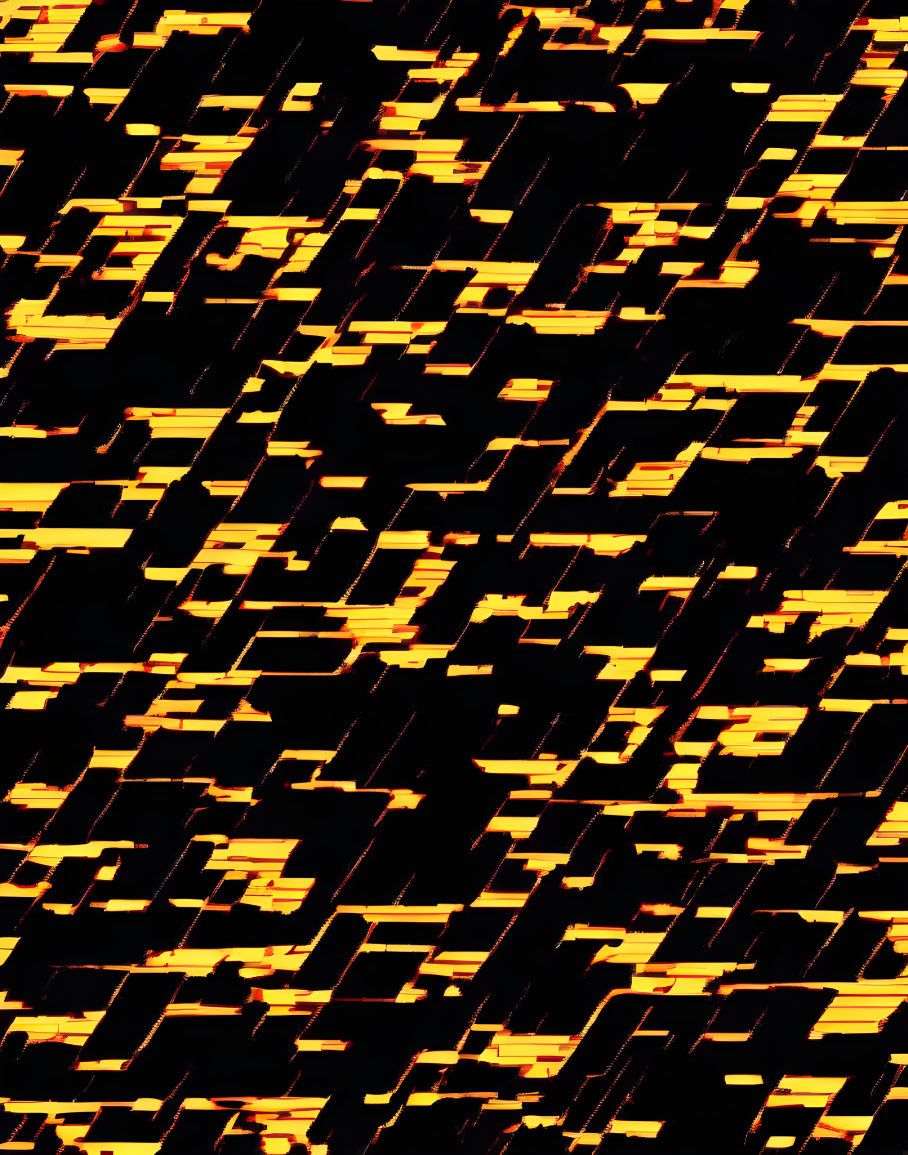 Abstract digital art: Yellow and orange lines on black background