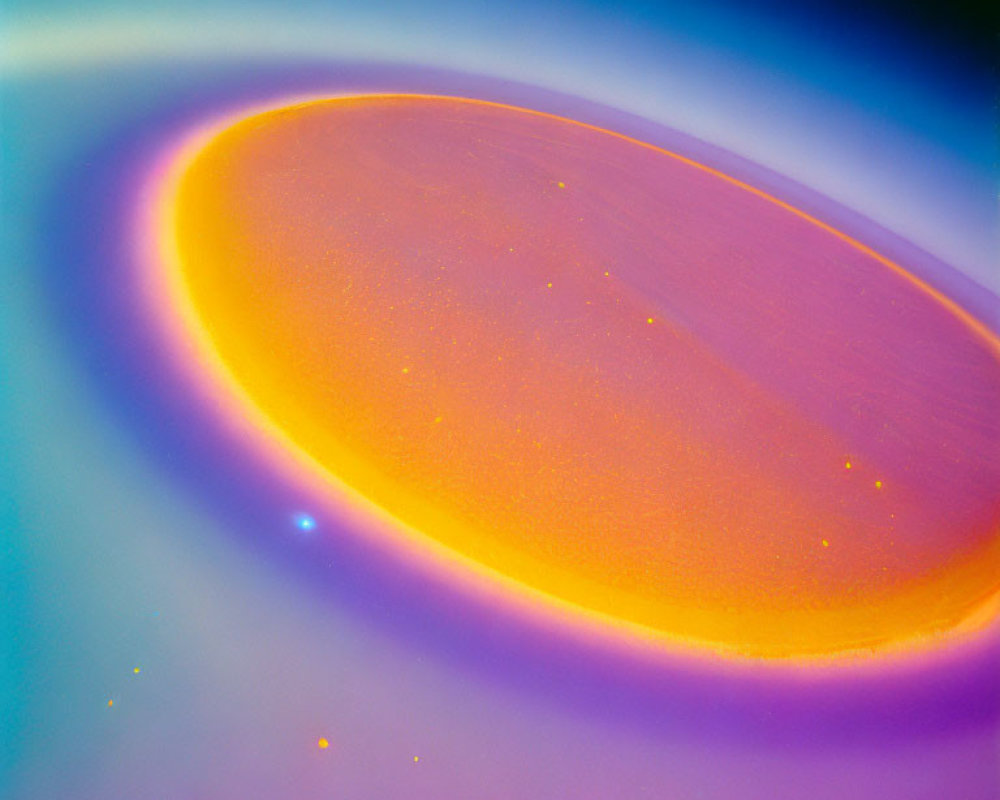 Colorful celestial body with purple, blue, and yellow hues depicted.