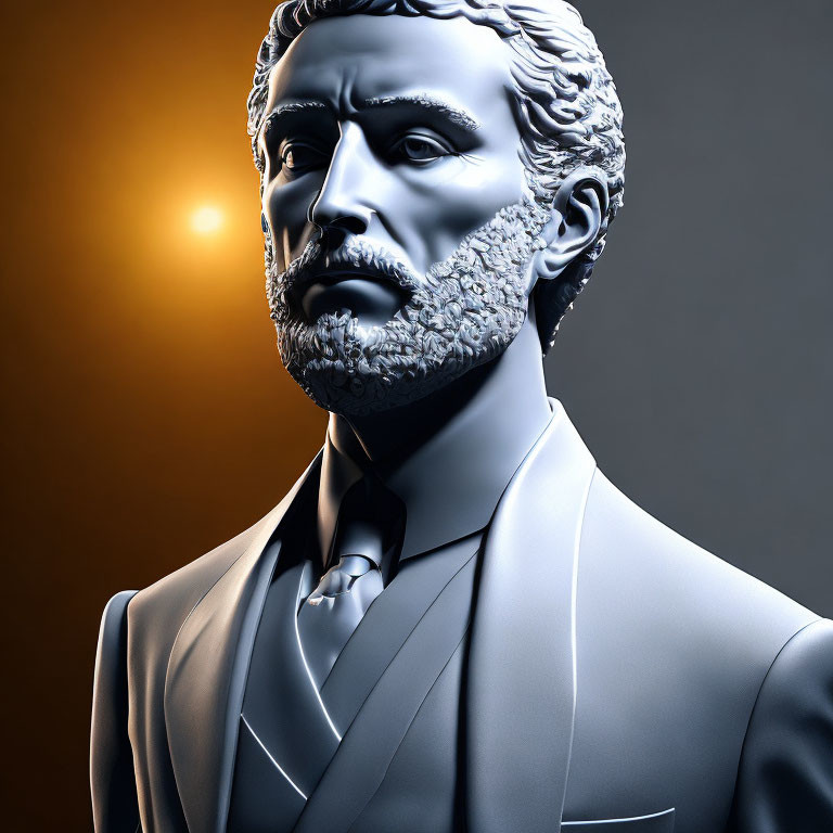 Modern Suit Classical Statue Bust 3D Illustration