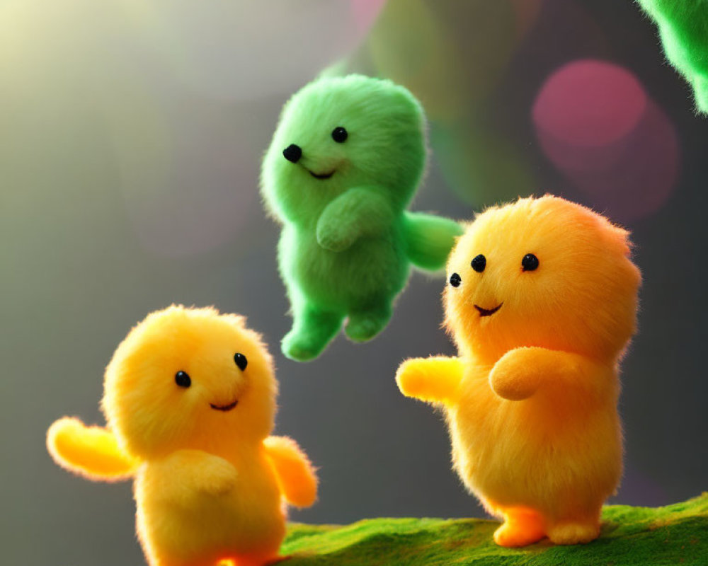 Colorful Anthropomorphic Fluffballs on Vibrant Fantasy Landscape