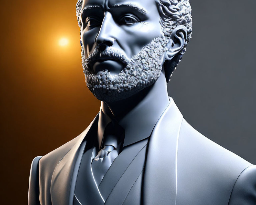 Modern Suit Classical Statue Bust 3D Illustration